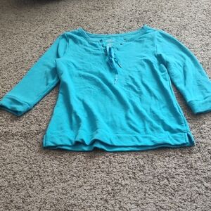 Croft & Barrow Women's Turquoise Lace-Up Long Sleeve Top